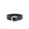 LEATHER RING BELT -BROWN-