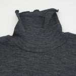 Pure Merino Wool Turtleneck Top -GRAY-