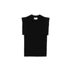 SQUARE SLEEVE KNIT TOPS -BLACK-