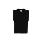 SQUARE SLEEVE KNIT TOPS -BLACK-