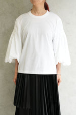 シャーリングバルーンスリーブTOPS-BLACK-