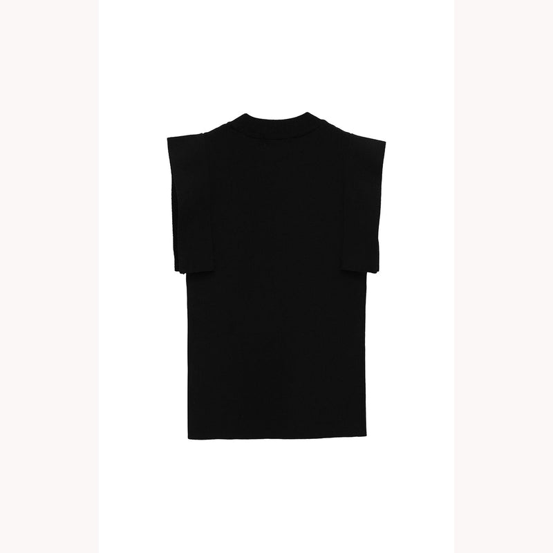 SQUARE SLEEVE KNIT TOPS -BLUE-