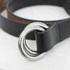 LEATHER RING BELT -BROWN-