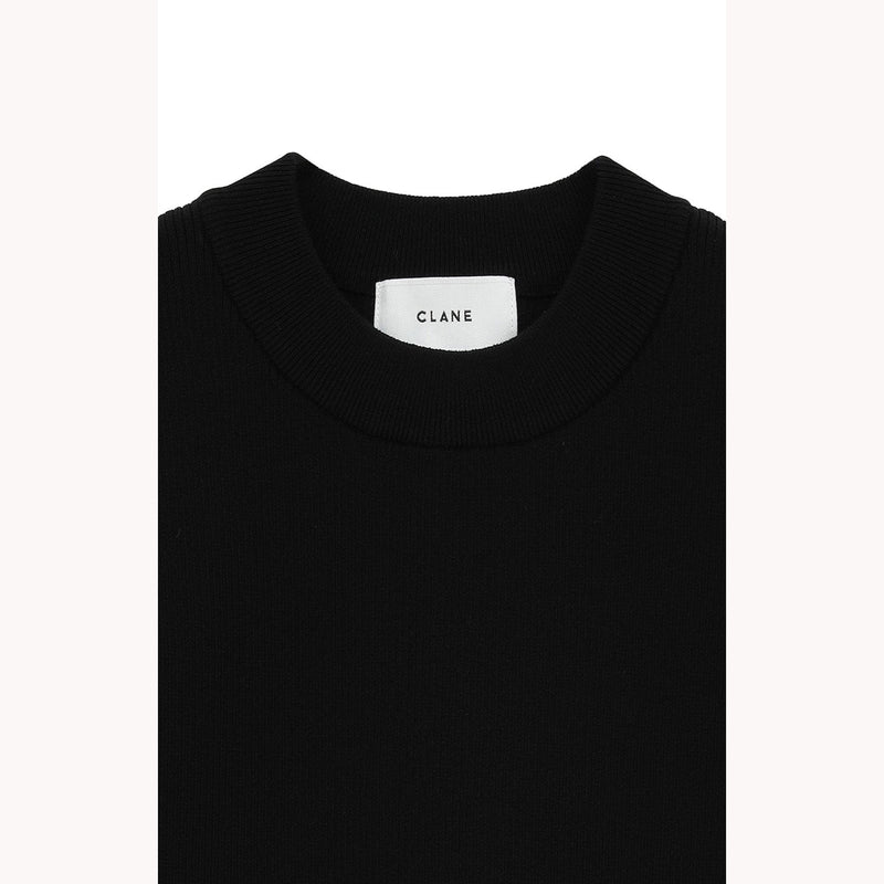 SQUARE SLEEVE KNIT TOPS -BLACK-