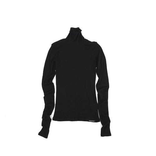 Pure Merino Wool Turtleneck Top -BLACK-