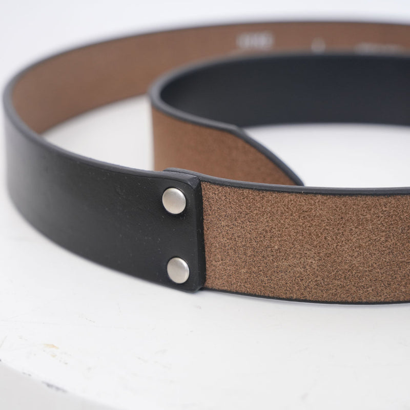 LEATHER RING BELT -BROWN-