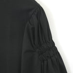 シャーリングバルーンスリーブTOPS-BLACK-