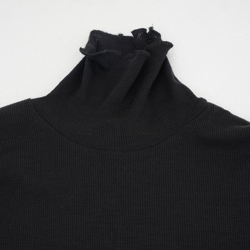 Pure Merino Wool Turtleneck Top -GRAY-