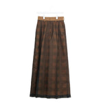 SHEER PLAID WIDE PANTS-GREEN-
