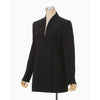 Acetate Polyester Collarless Double Breasted Suit Jacket - black