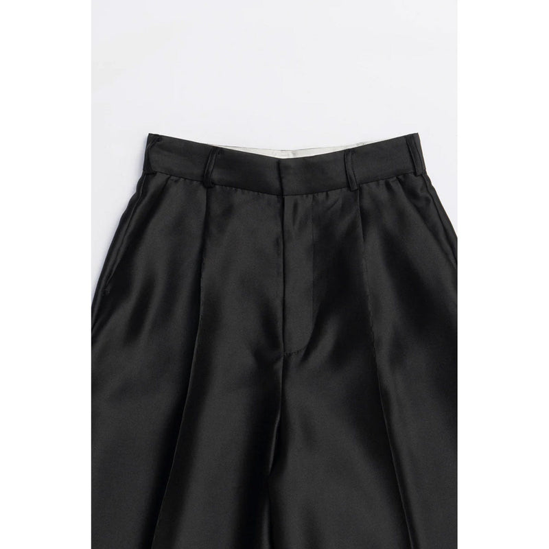 Organza Bermuda Pants-BLACK-
