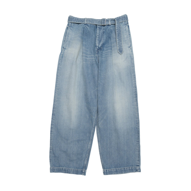 SELVAGE DENIM BELTED PANTS