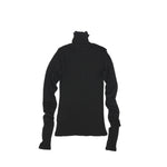 Pure Merino Wool Turtleneck Top -BLACK-