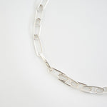 HALF ROUNDED CHAIN NECKLACE -SILVER-