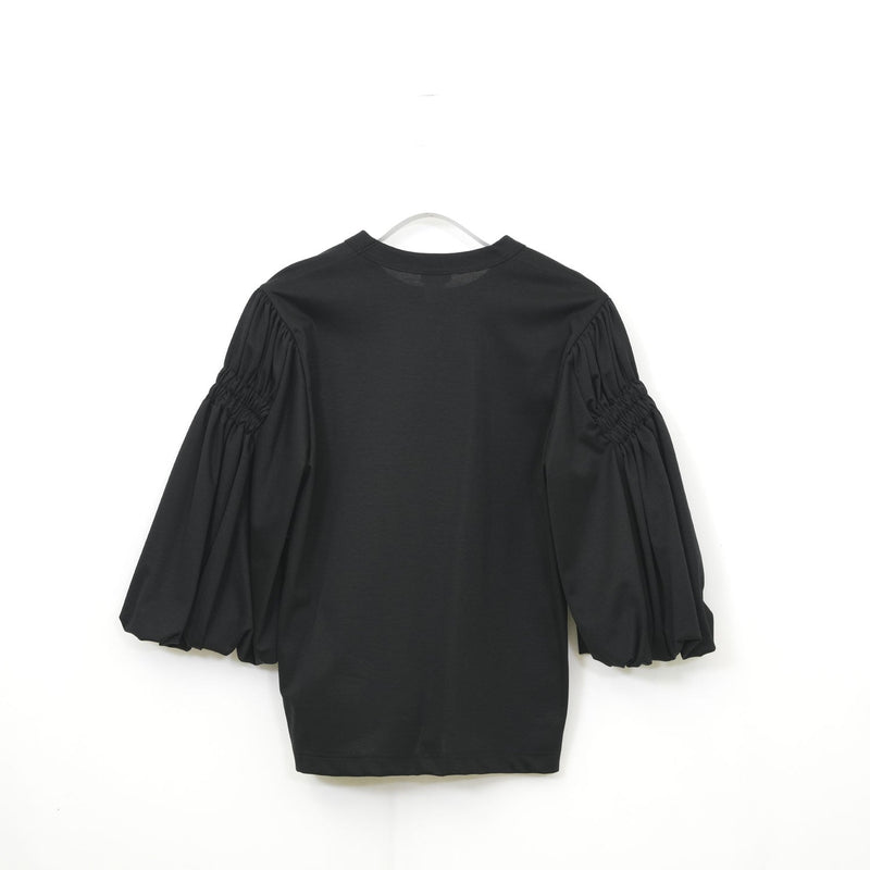 シャーリングバルーンスリーブTOPS-WHITE-