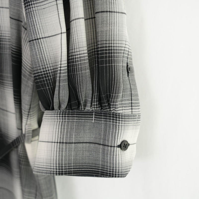 T/W OMBRE CHECK BALLOON SLEEVE DRESS-BEIGE-