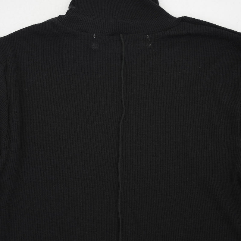 Pure Merino Wool Turtleneck Top -BLACK-