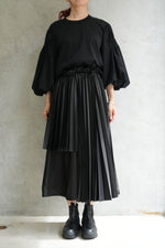 シャーリングバルーンスリーブTOPS-BLACK-