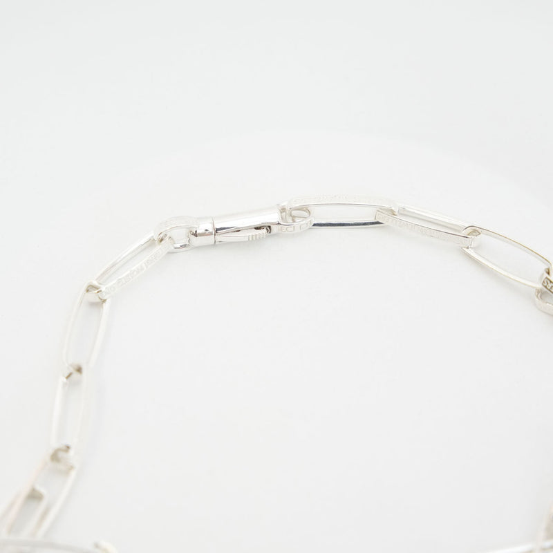 HALF ROUNDED CHAIN NECKLACE -SILVER-