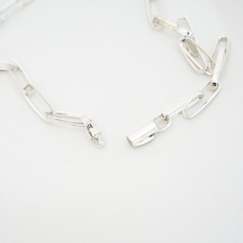 HALF ROUNDED CHAIN NECKLACE -SILVER-