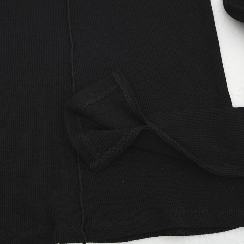 Pure Merino Wool Turtleneck Top -GRAY-