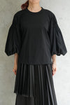 シャーリングバルーンスリーブTOPS-BLACK-