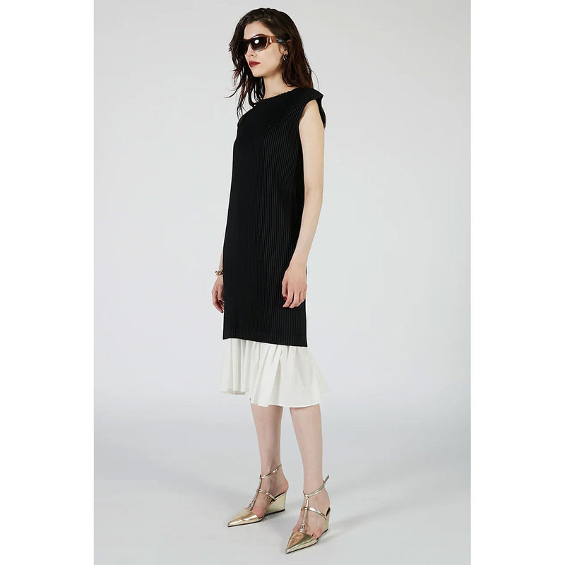 Pleated Dress-BLACK-