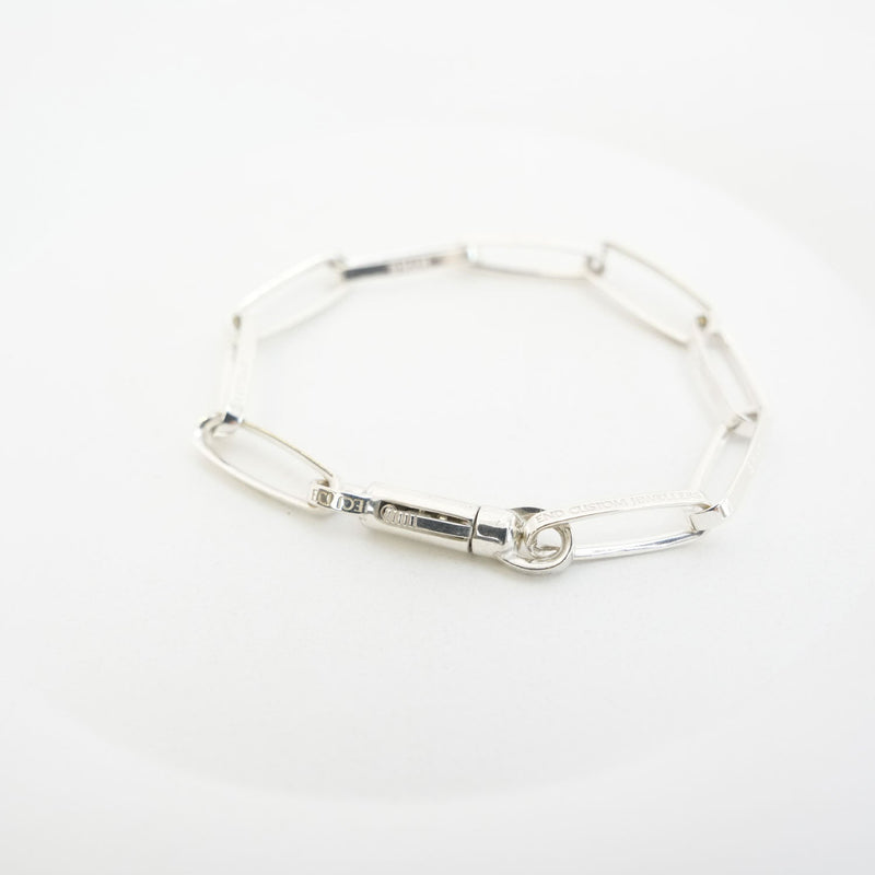 HALF ROUNDED CHAIN BRACELET -SILVER-