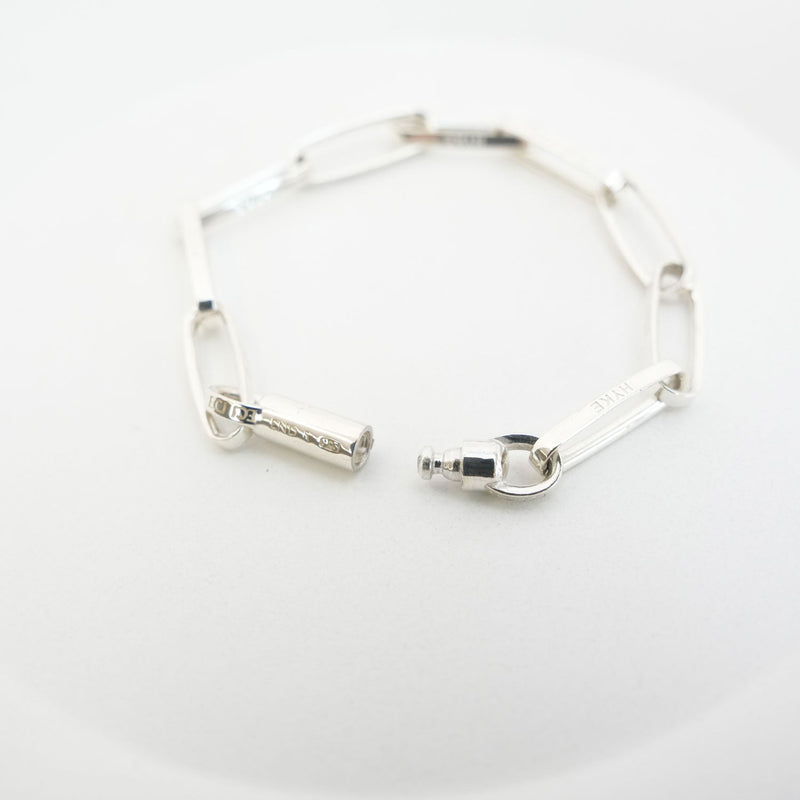 HALF ROUNDED CHAIN BRACELET -SILVER-