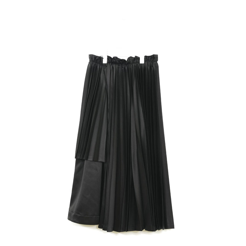 エステルサテンプリーツスカート-BLACK-