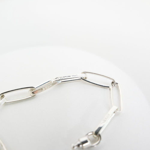 HALF ROUNDED CHAIN BRACELET -SILVER-