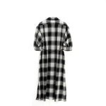 T/W OMBRE CHECK BALLOON SLEEVE DRESS-BEIGE-