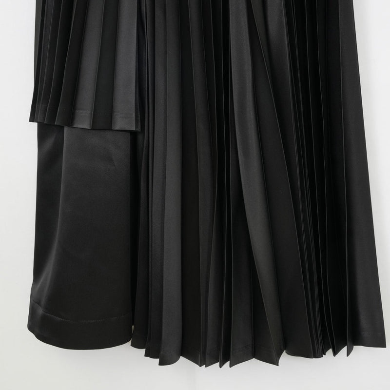 エステルサテンプリーツスカート-BLACK-
