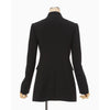 Acetate Polyester Collarless Double Breasted Suit Jacket - black