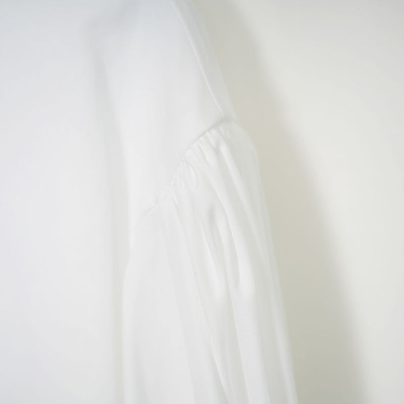 COTTON BALLOON SLEEVE BLOUSE-WHITE-