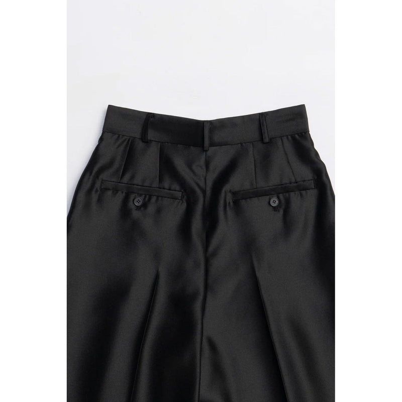Organza Bermuda Pants-BLACK-