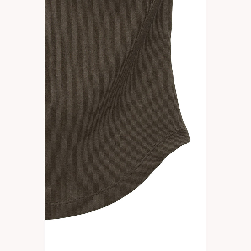 ONE SHOULDER RIB TANK-BROWN-