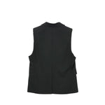 DOESKIN SLEEVELESS BLAZER-BLACK-