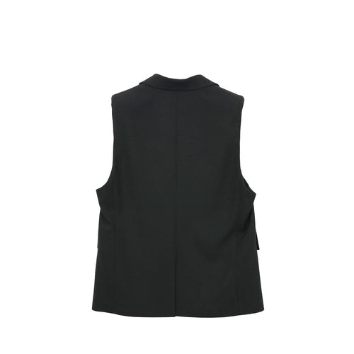 DOESKIN SLEEVELESS BLAZER-BLACK-