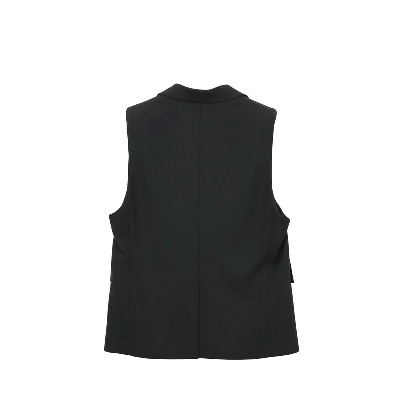 DOESKIN SLEEVELESS BLAZER-BLACK-
