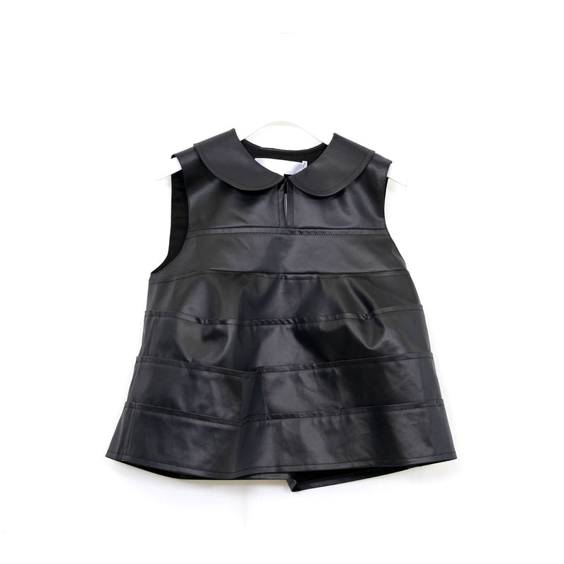 フェイクレザーブラウス-BLACK-
