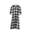T/W OMBRE CHECK BALLOON SLEEVE DRESS-BEIGE-