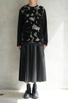 フェイクレザープリーツスカート-BLACK-
