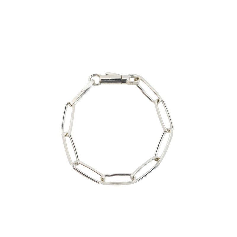 HALF ROUNDED CHAIN BRACELET -SILVER-