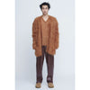 Shaggy V-Neck Cardigan-ORANGE-