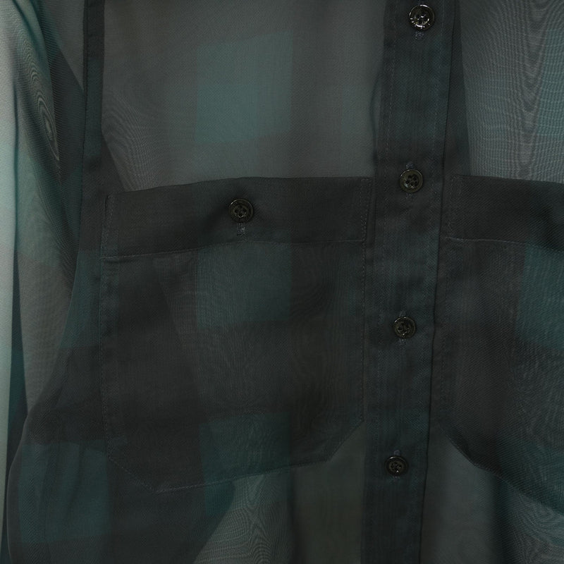 SHEER PLAID SHIRT-C/BROWN-