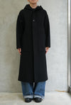 MELTON HOODED WORK COAT-BLACK-