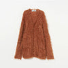 Shaggy V-Neck Cardigan-ORANGE-