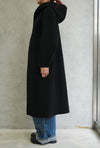 MELTON HOODED WORK COAT-BLACK-