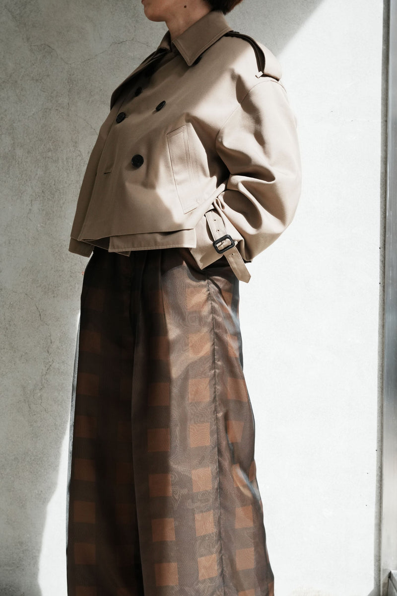 CROPPED TRENCH COAT/BIG FIT-BEIGE-